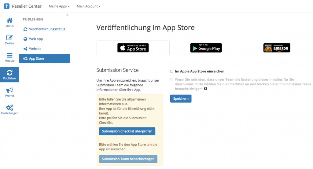 App einreichen im Reseller Center