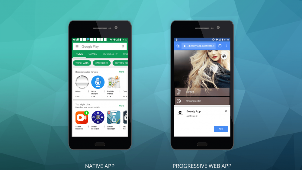 Vergleich zwischen native und Progressive Web Apps
