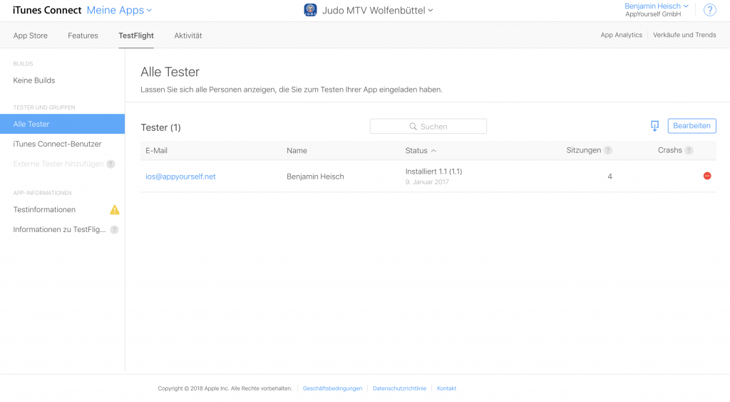 App Transfer und die Löschung unnötiger Tester