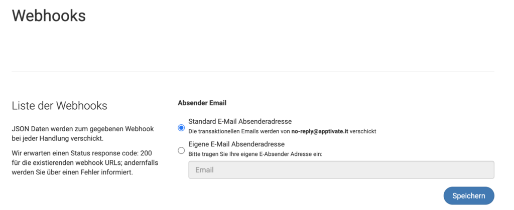 Absender-E-Mail mittels Webhooks einstellen